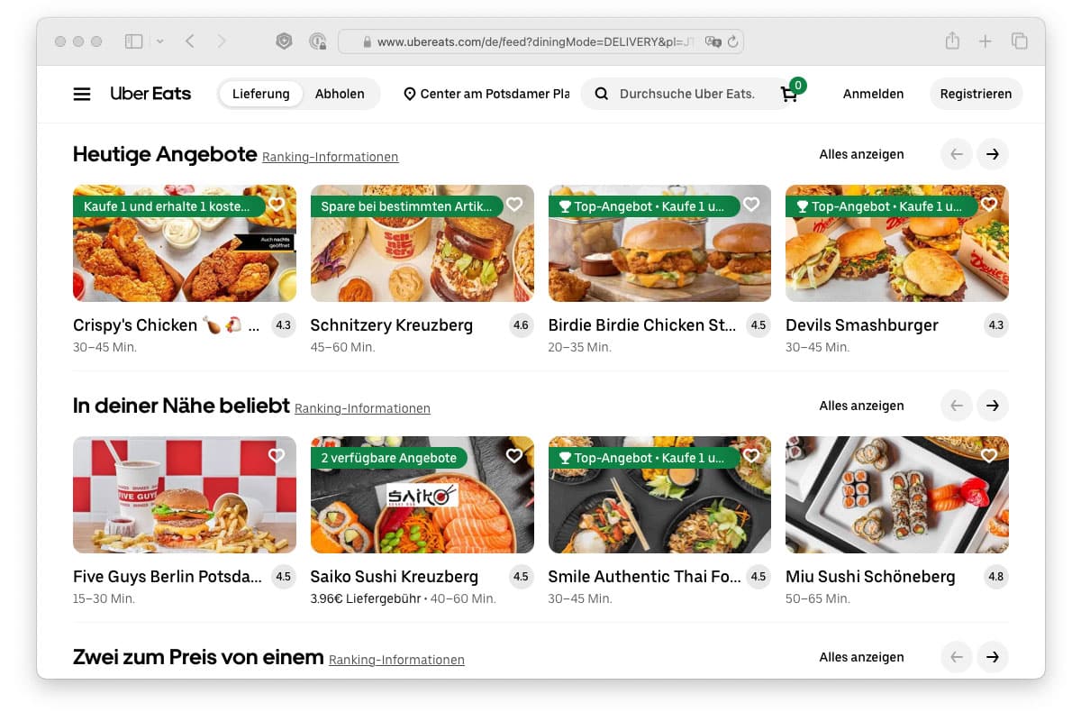 Uber Eats в Германии.