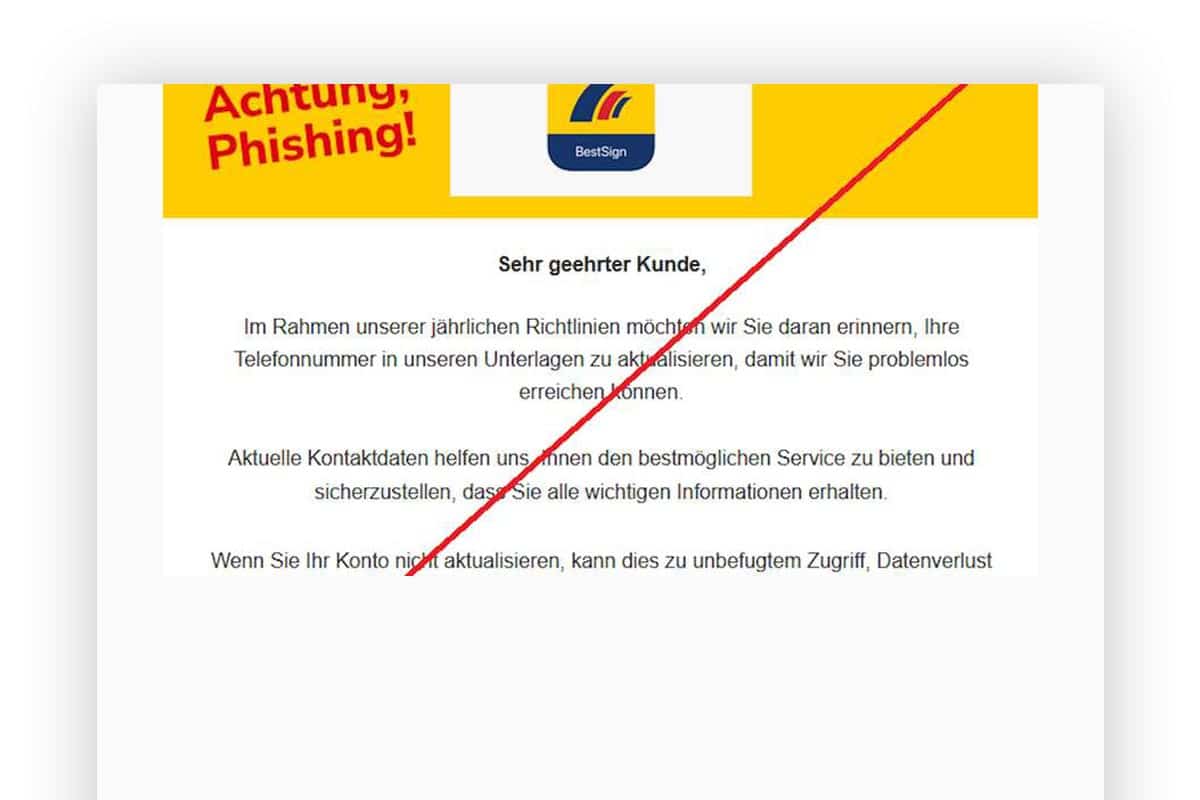 Клиентов Postbank пугают электронными письмами в Германии. Скриншот: Verbraucherzentrale
